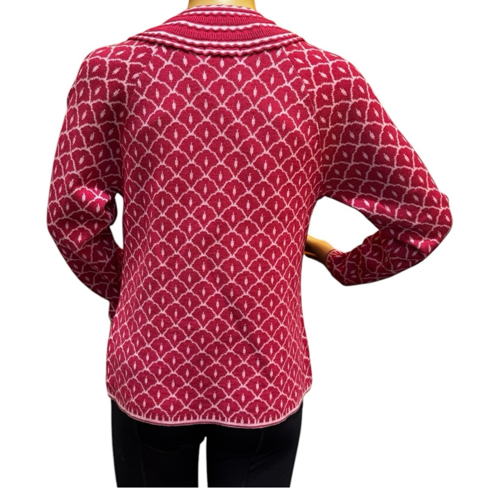 Oleana Button Down Silk and Merino Wool Knit Pink Sweater Size Small - Picture 4 of 15